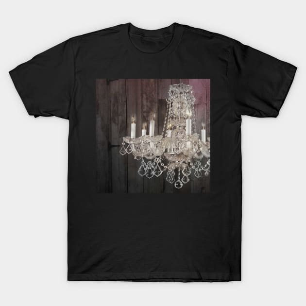 rustic barn wood shabby elegance farmhouse Chic chandelier T-Shirt by Tina